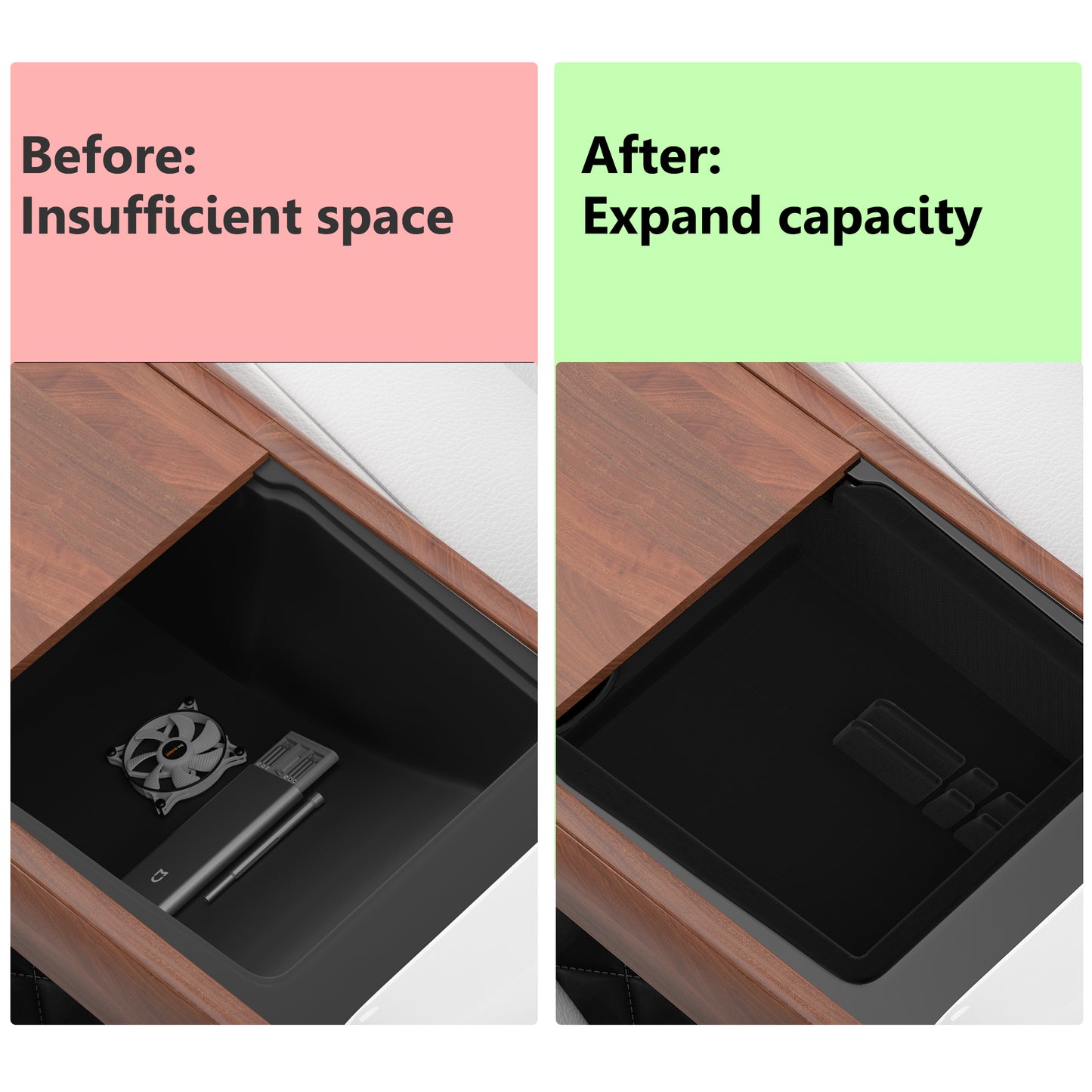 Kailfee Center Console Organizer Tray Fit for 2017-2023 Tesla Mode 3 | Y & 2024 Tesla Mode Y Armrest Organizer Storage Box Interior Accessories (Black)