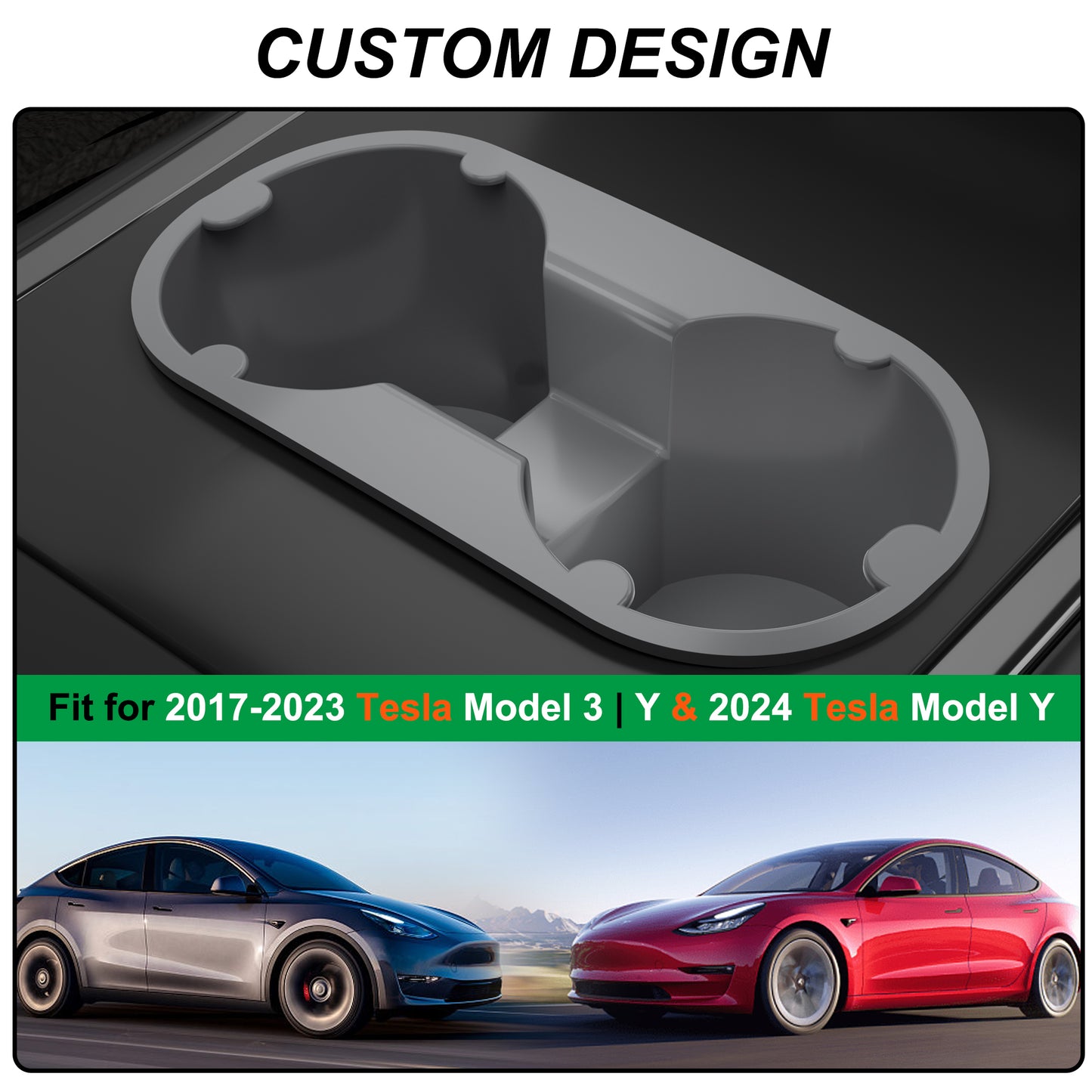 Kailfee Upgraded 2017-2023 Cup Holder Insert for Tesla fit Model Y | 3 & 2024 Model Y( Grey )