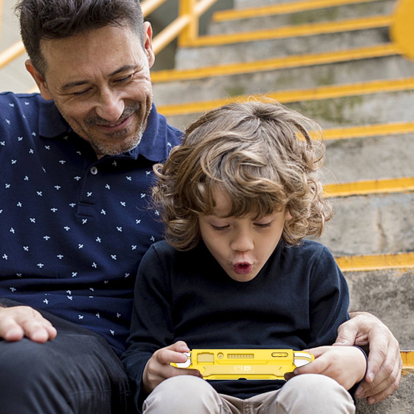 Switch Lite Case Protective Case for Nintendo Switch Lite, Case Compatible with Nintendo Switch Lite Hand Grip Case with Detachable TPU+Built-in PC Screen Protector & 2 x Thumb Grip Caps(Yellow)