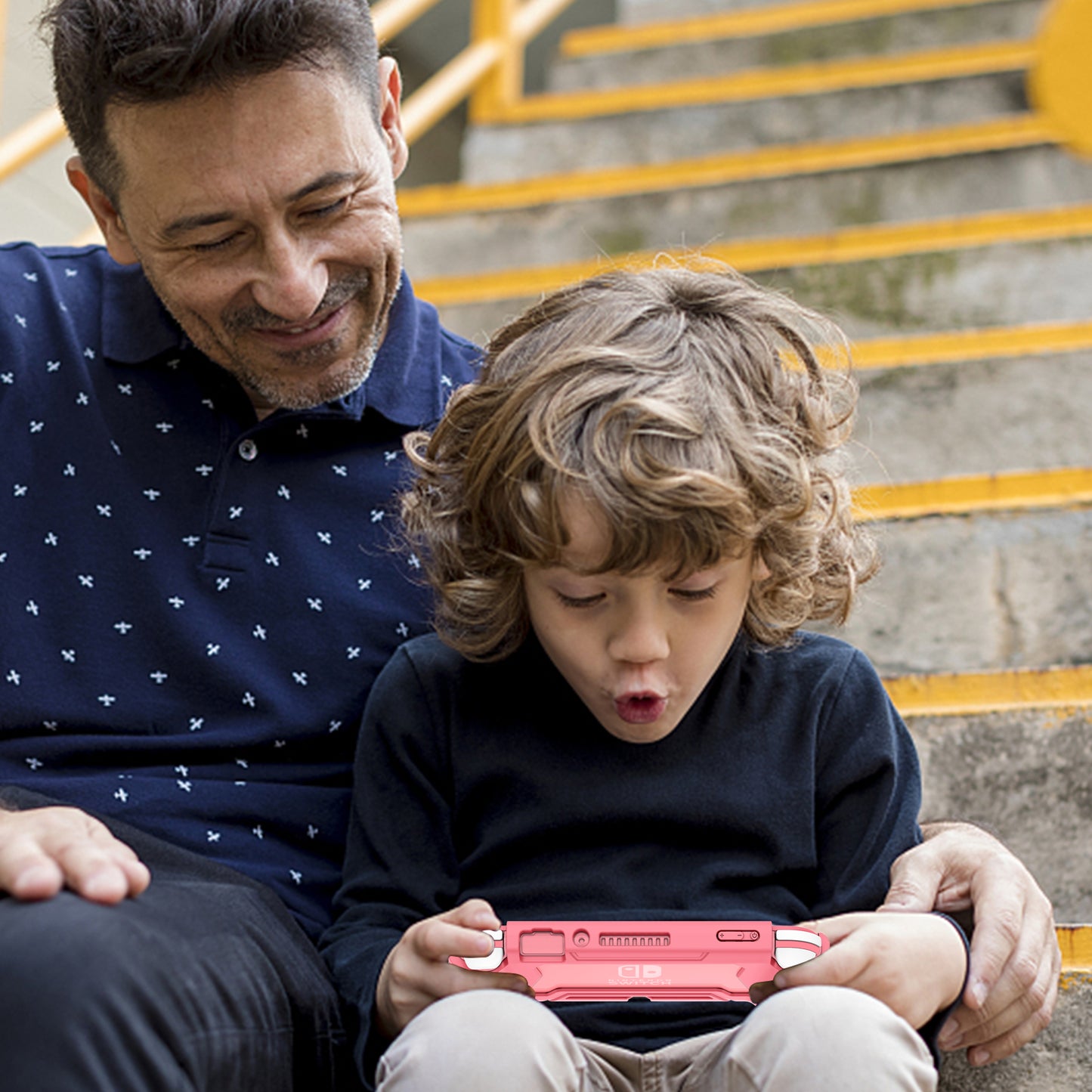 Switch Lite Case Protective Case for Nintendo Switch Lite, Case Compatible with Nintendo Switch Lite Hand Grip Case with Detachable TPU+Built-in PC Screen Protector & 2 x Thumb Grip Caps(Coral)