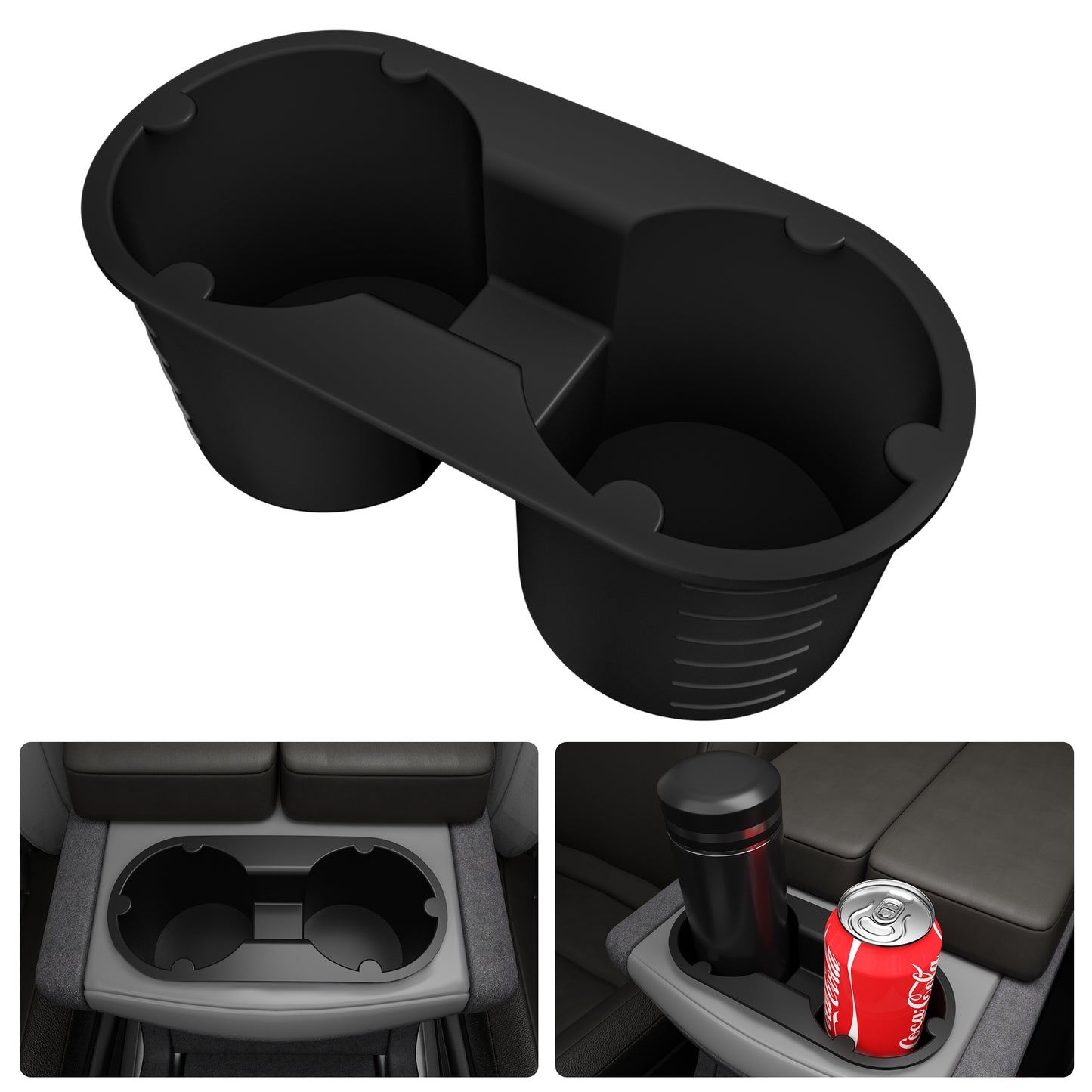 Kailfee Upgraded 2017-2023 Cup Holder Insert for Tesla fit Model Y | 3 & 2024 Model Y(Black) )