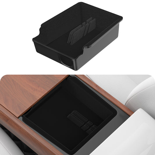 Kailfee Center Console Organizer Tray Fit for 2017-2023 Tesla Mode 3 | Y & 2024 Tesla Mode Y Armrest Organizer Storage Box Interior Accessories (Black)