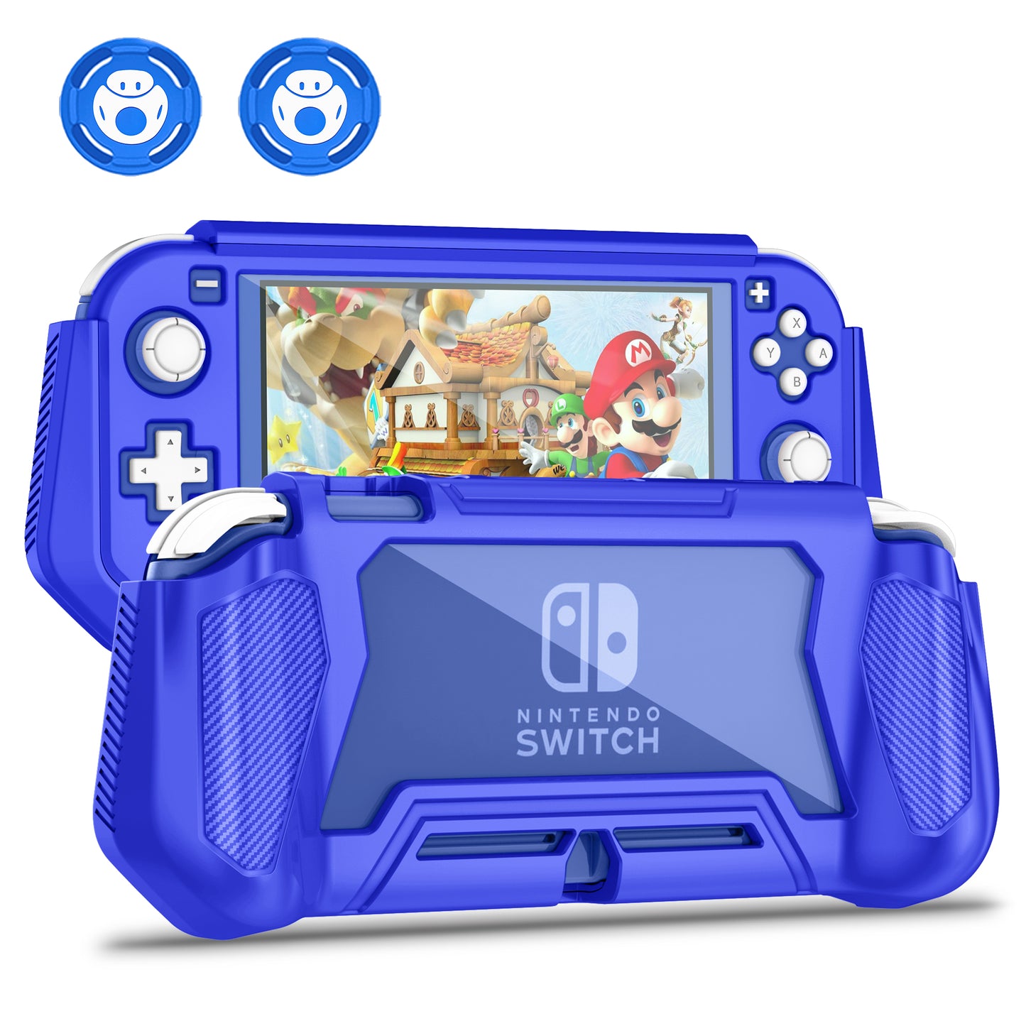 Switch Lite Case Protective Case for Nintendo Switch Lite, Case Compatible with Nintendo Switch Lite Hand Grip Case with Detachable TPU+Built-in PC Screen Protector & 2 x Thumb Grip Caps (Navy Blue)