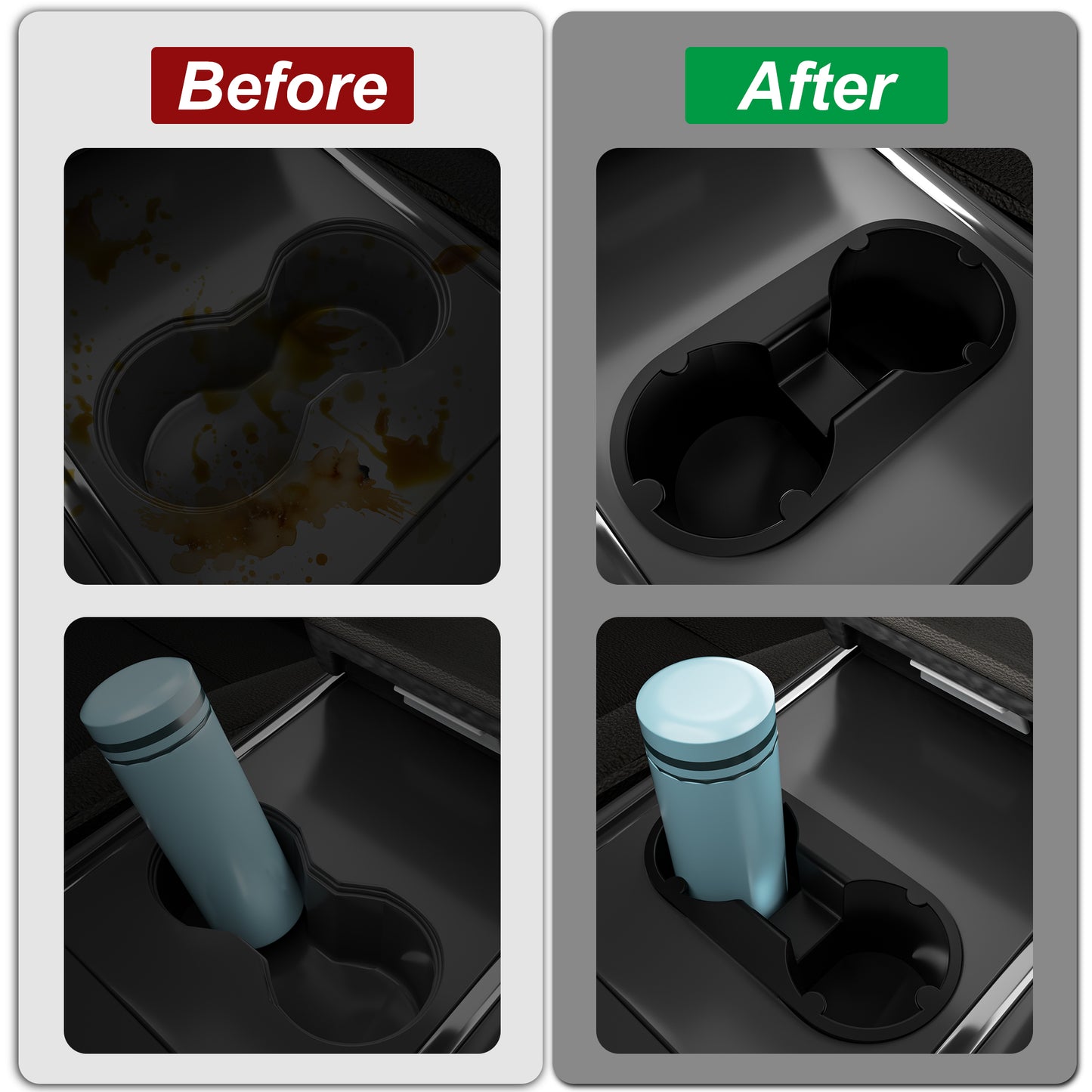 Kailfee Upgraded 2017-2023 Cup Holder Insert for Tesla fit Model Y | 3 & 2024 Model Y(Black) )