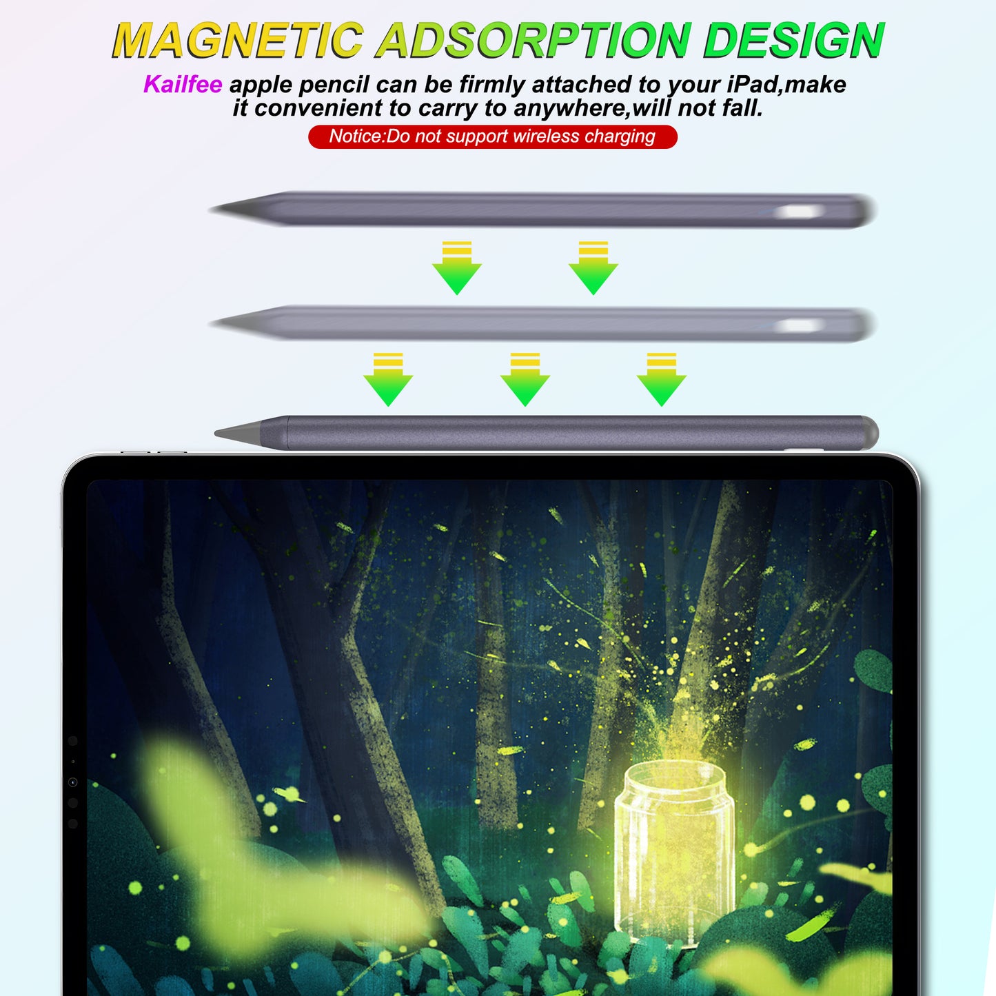Stylus Pen for iPad with Palm Rejection, Kailfee Active Pencil Compatible with 2018-2022 Apple iPad Pro 11/12.9 Inch,iPad 10/9/8/7/6 Gen,iPad Mini 5/6 Gen,iPad Air3/4/5 Gen(Starry Grey)