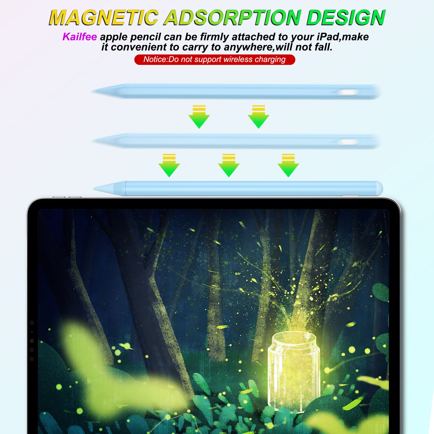 Stylus Pen for iPad with Palm Rejection, Kailfee Active Pencil Compatible with 2018-2022 Apple iPad Pro 11/12.9 Inch,iPad 10/9/8/7/6 Gen,iPad Mini 5/6 Gen,iPad Air3/4/5 Gen(Sky Blue)