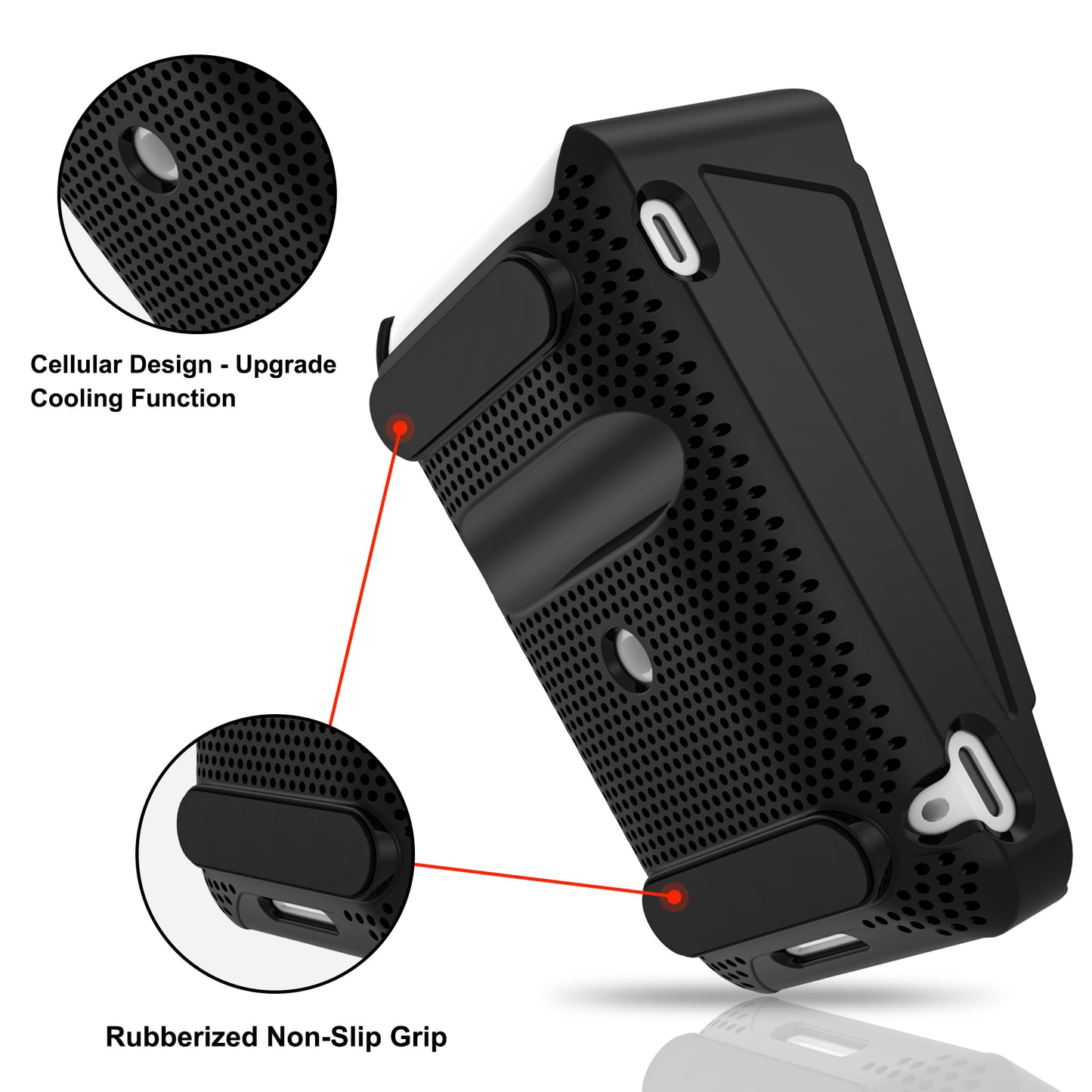 Protective Case and Screen Protector*3 for Square Terminal Card Reader - Rubberized Hard Casing with Non-Slip Base and Tempered Glass (Black）