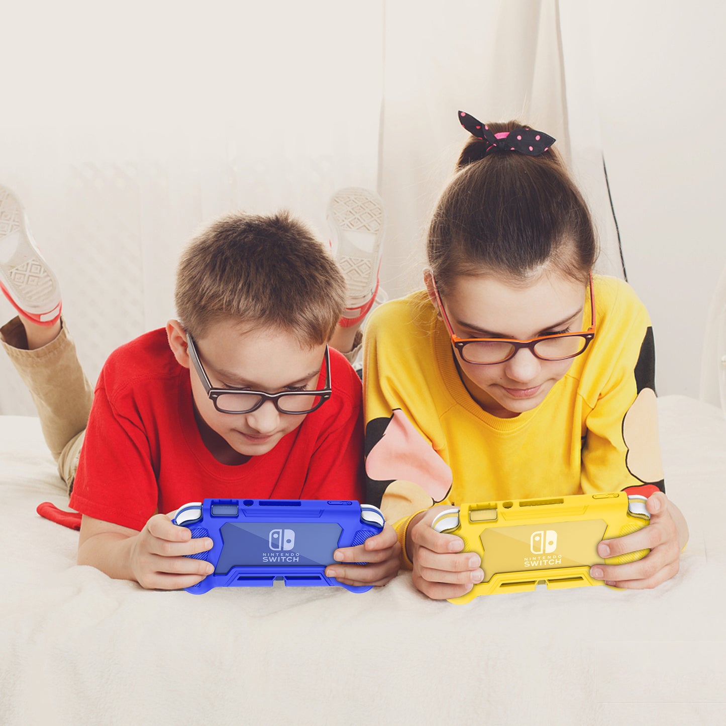 Protective Case for Nintendo Switch Lite,Full Protection Switch Lite Cover,TPU Shock-Absorption and Anti-Scratch for Nintendo Switch Lite Skin with Bult-in Screen Protector&Thumb Grip Caps,Navy Blue