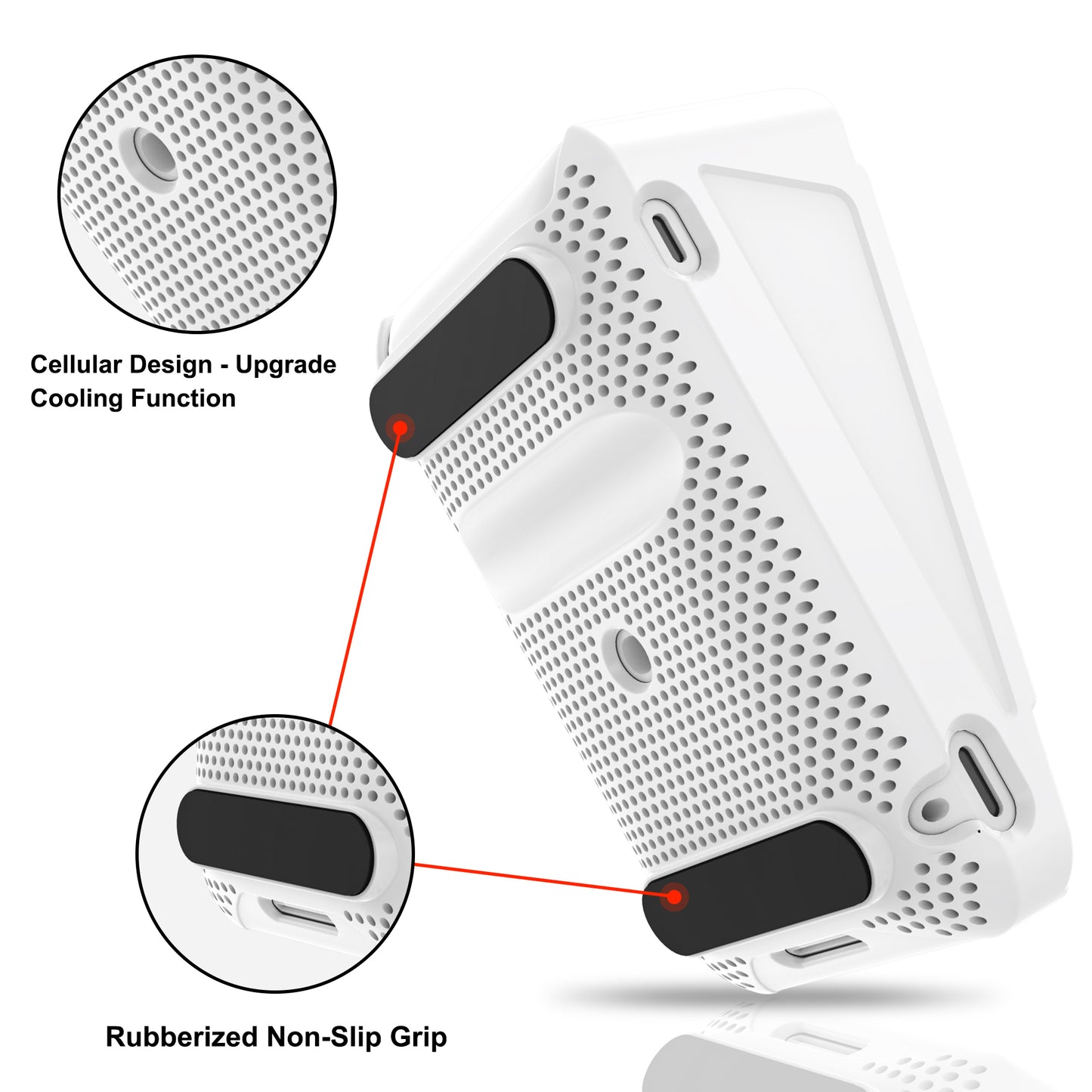 Protective Case and Screen Protector*3 for Square Terminal Card Reader - Rubberized Hard Casing with Non-Slip Base and Tempered Glass (White)