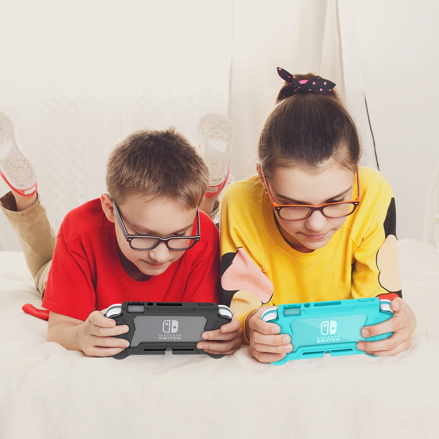 Switch Lite Case Protective Case for Nintendo Switch Lite, Case Compatible with Nintendo Switch Lite Hand Grip Case with Detachable TPU+Built-in PC Screen Protector & 2 x Thumb Grip Caps,Turquoise