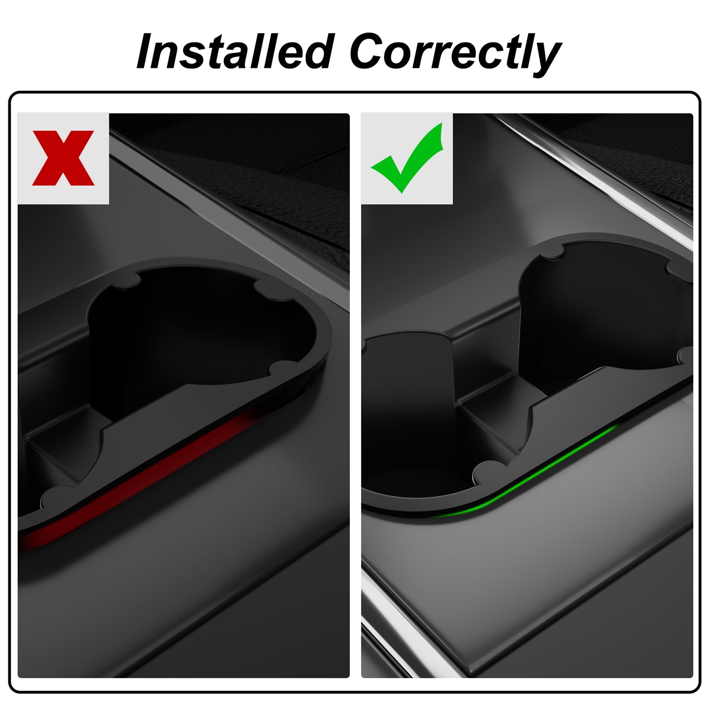 Kailfee Upgraded 2017-2023 Cup Holder Insert for Tesla fit Model Y | 3 & 2024 Model Y(Black) )