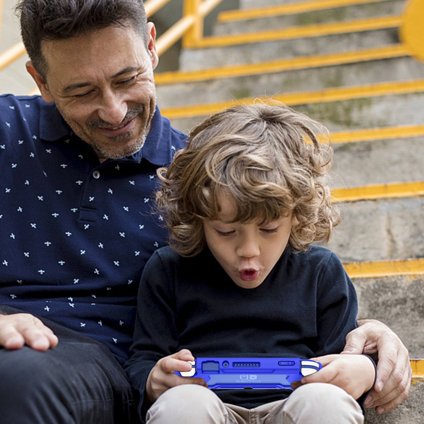 Switch Lite Case Protective Case for Nintendo Switch Lite, Case Compatible with Nintendo Switch Lite Hand Grip Case with Detachable TPU+Built-in PC Screen Protector & 2 x Thumb Grip Caps (Navy Blue)